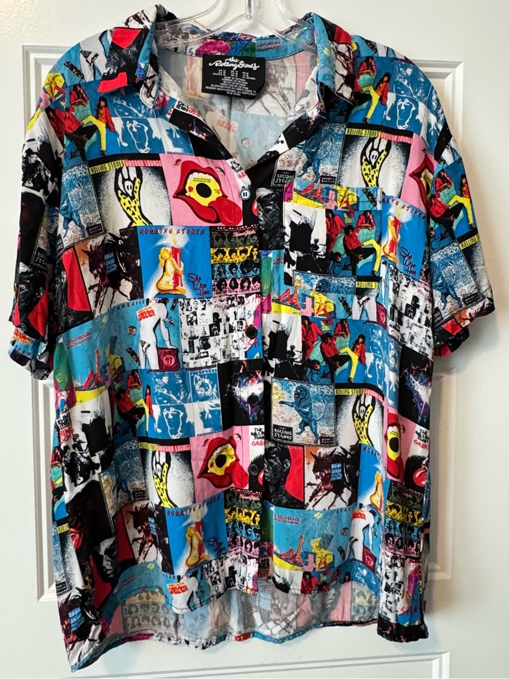 The Rolling Stones Voodoo Lounge Button Front Shirt M Colorful Graphic Unisex